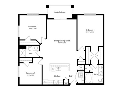 A black and white image of a house floor plan.